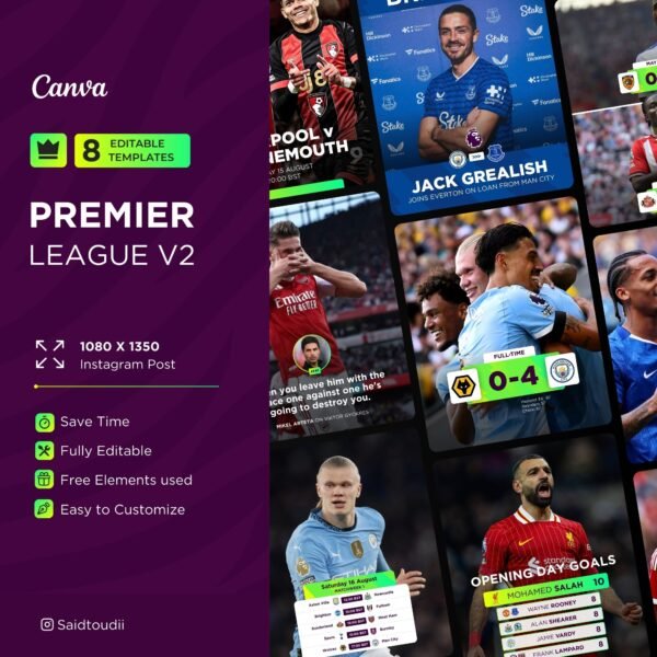 8 Canva templates Premier league V2 – FootFrame
