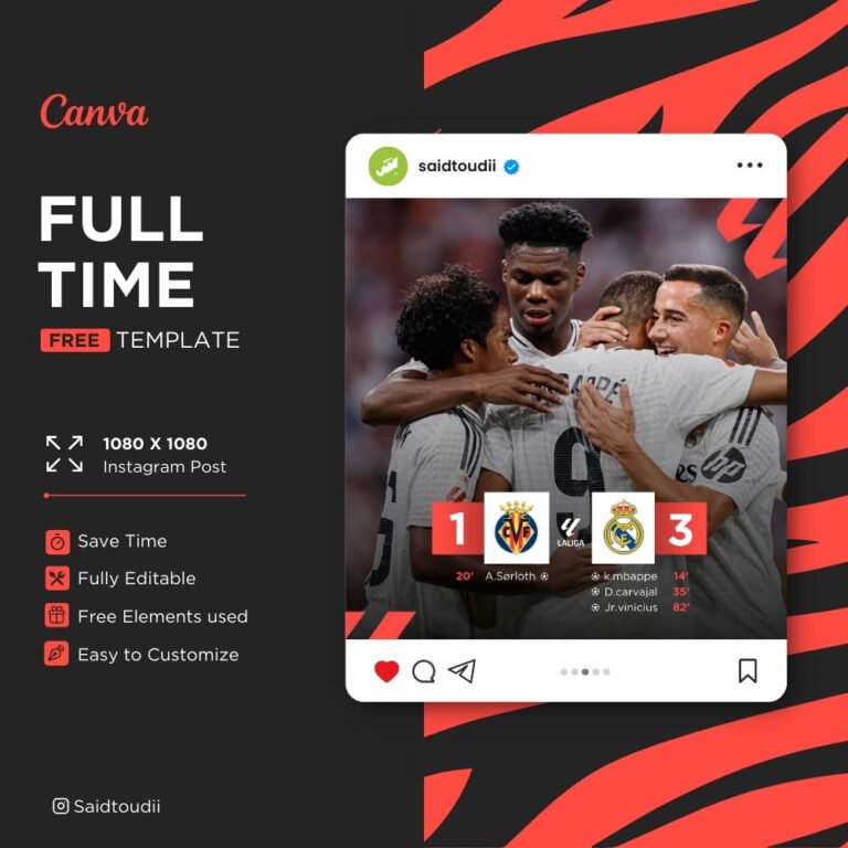 Full Time Match Graphics Full Time Canva template – FootFrame