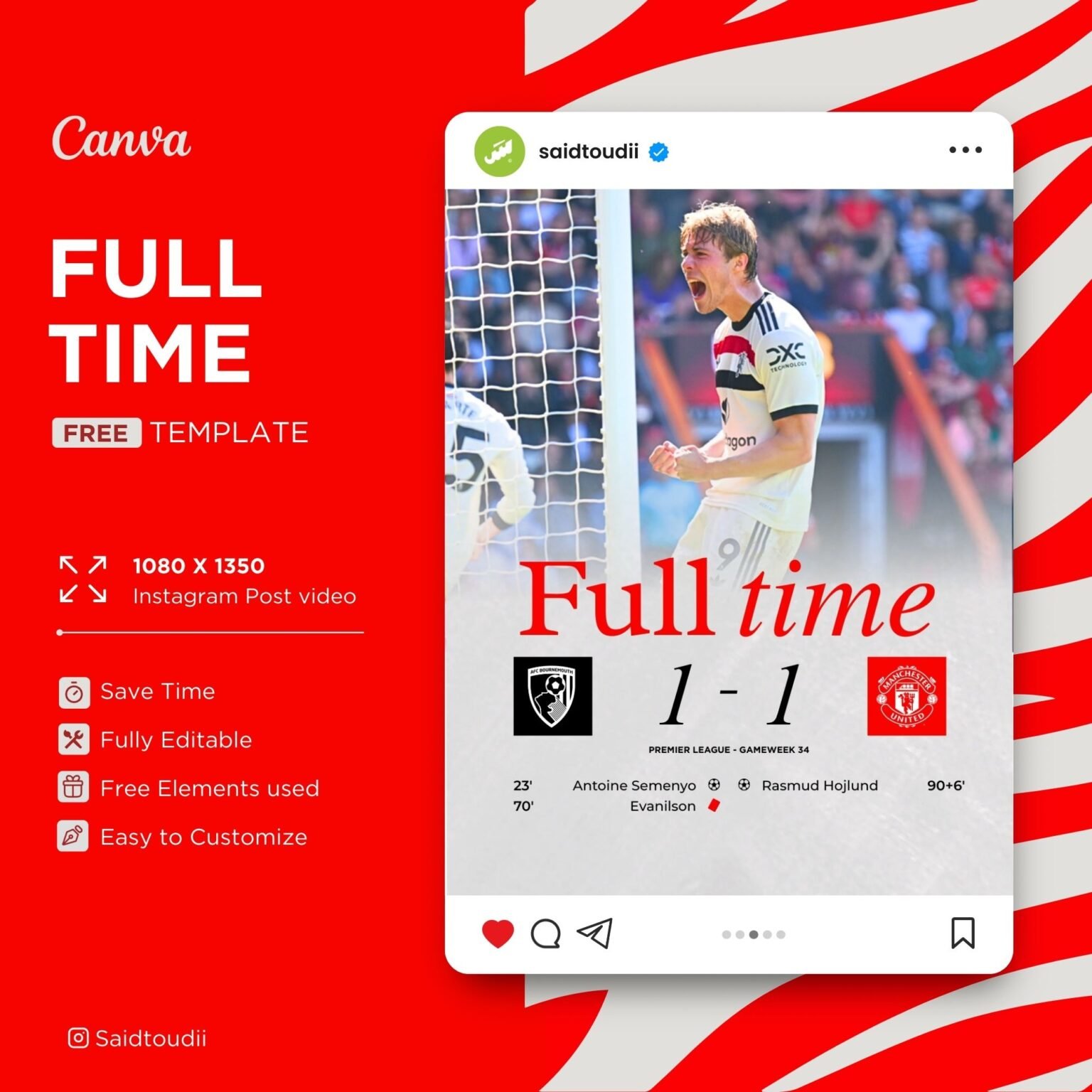 Full Time Match Graphics Full Time Canva template – FootFrame