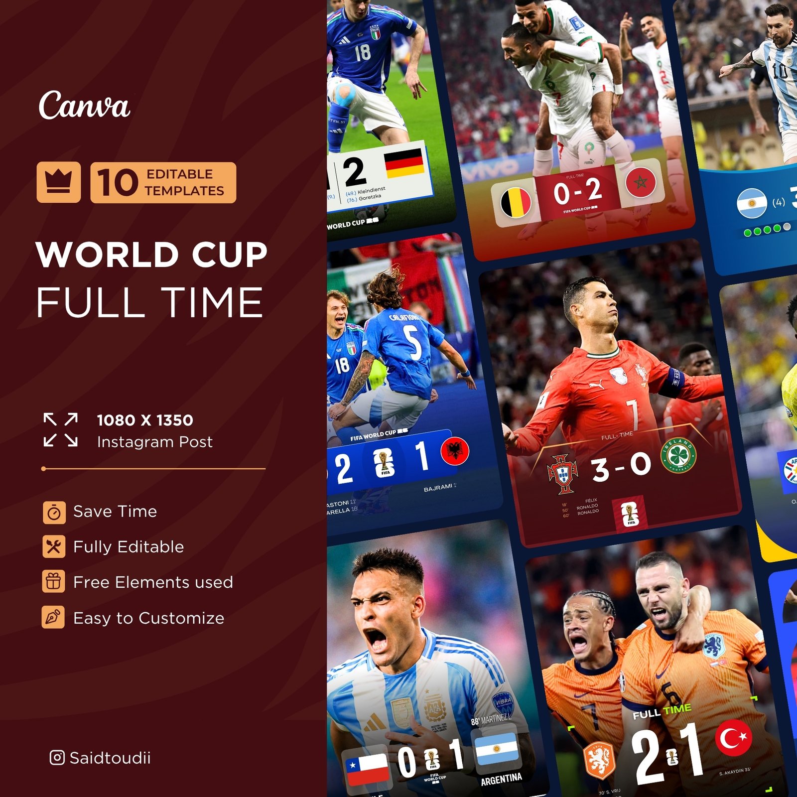 10 Canva templates Full Time World Cup